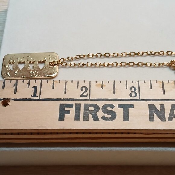 Gold Tone Metal Heart X Pendant with Small Bracelet Gold Tone Chain #14 - Picture 6 of 13